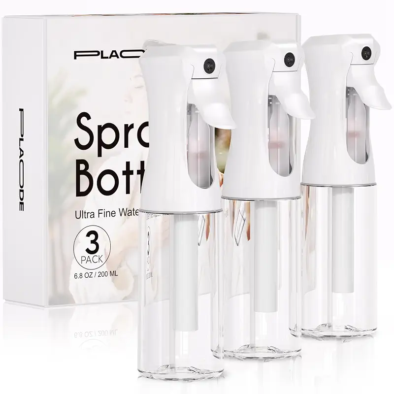 3 Pack Continuous Spray Bottle for Hair, 6.8 OZ Ultra Fine Mister Sprayer | Refillable for Hairstyling, Barbers, Salons, Household Cleaning, Watering Plants, Pet Care, Ironing & Essential Oil Scents
