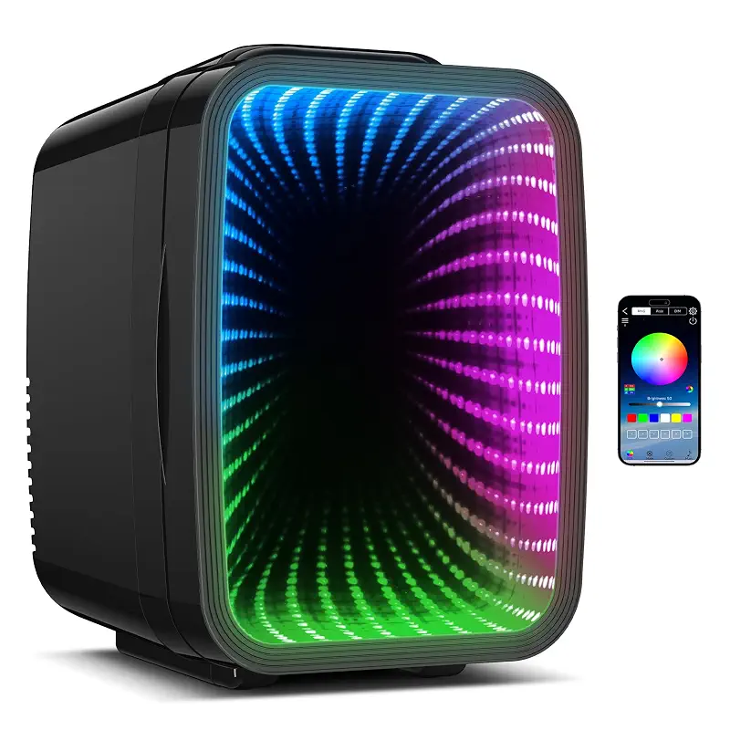 BEICHEN Mini Fridge 4L/6 Can With APP Light Controller for Gaming Room | 4L compact design| APP-controlled customized gaming light | Silent & energy-saving | AC/DC for home & auto |Black