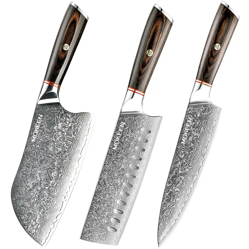 Kitchen Knife Set 3PCS, 67 Layers VG10 Damascus Chef Knife Set Japanese Cooking Knives with PakkaWood Wood Handle, Gift Box