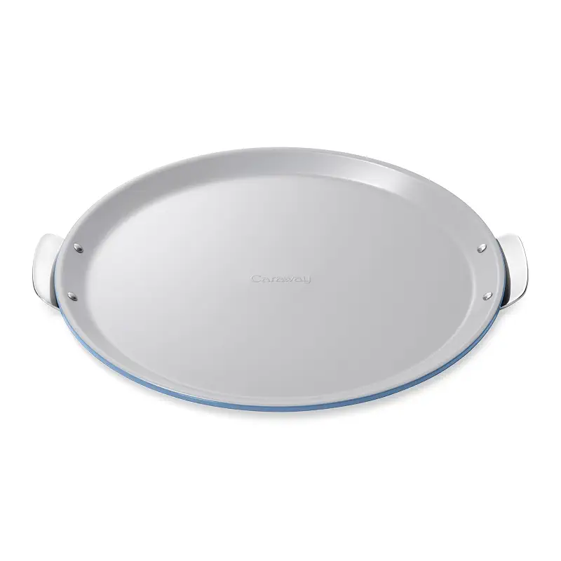 Caraway Pizza Pan, 15” Non-Stick Ceramic Baking Pan with Handles | Oven Safe up to 550ºF, Non-Toxic, PTFE and PFOA Free, Slate