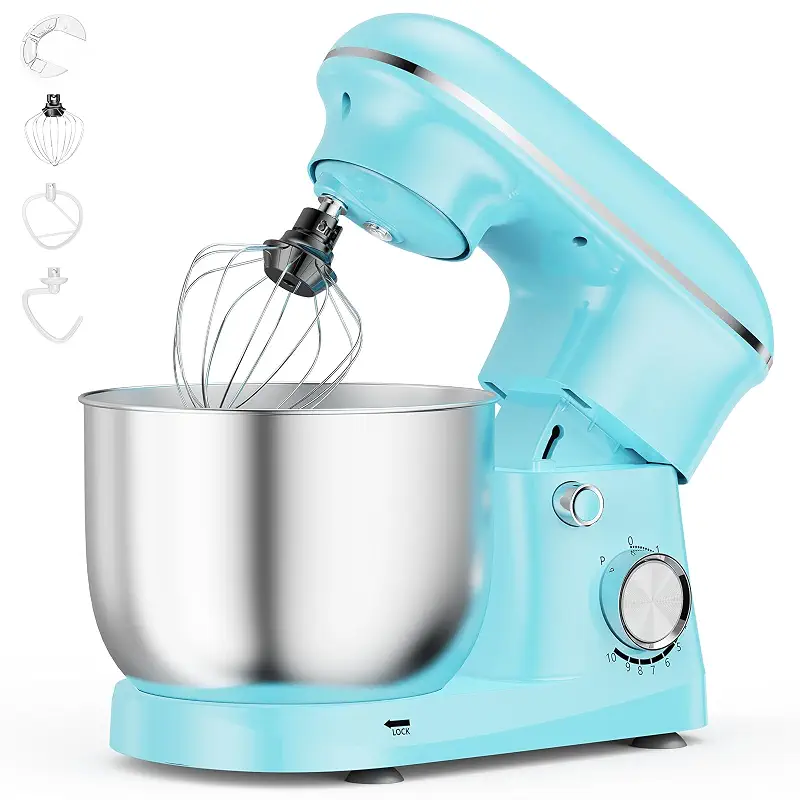 NEWBULIG Stand Mixer 6.3QT, Kitchen Electric Mixers Alternative | 10-Speed Dough Hook, Whisk, Beater & Splash Lid, Multi-Cover for Baking, Cakes and Home Cooking Needs