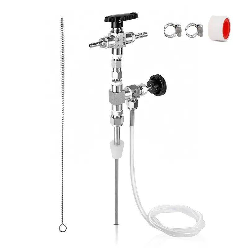 Counter Pressure Bottle Filler Stainless Steel Bottle Filler with 3ft Hose | 1/4” & 5/16” Barb Counter Pressure Beer Bottling Wand, Homebrew Beer Bottle Filler Hand Hold Bottle Filler