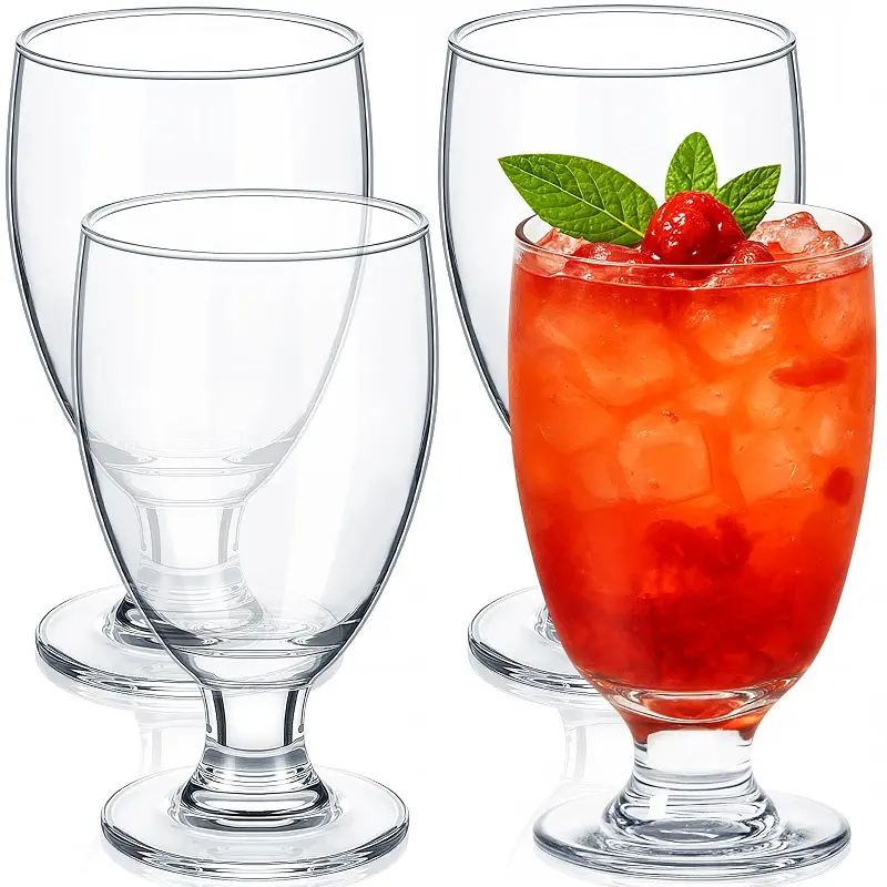 Patelai Set of 4 Water Goblet, 10.5 oz Clear Drinking Glasses Bulk Dishwasher Safe, Stemmed Water Glass for Juice Wine Beer Tea Sangria Cold Beverages, Reusable Glassware for Home Party Restaurant