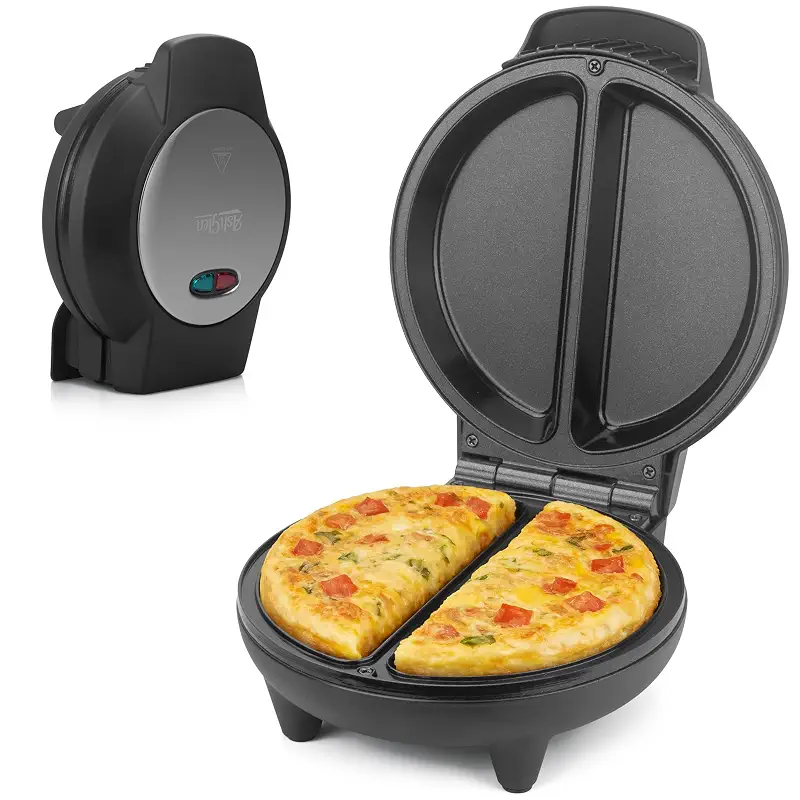 AshGlen Dual-zone Omelette Maker Electric, Omelette Pan for 2 Individual 6.5” Omelets & Egg Frittata, Ceramic Coating omlet maker electric Nonstick, Breakfast omelet Maker, Graphite