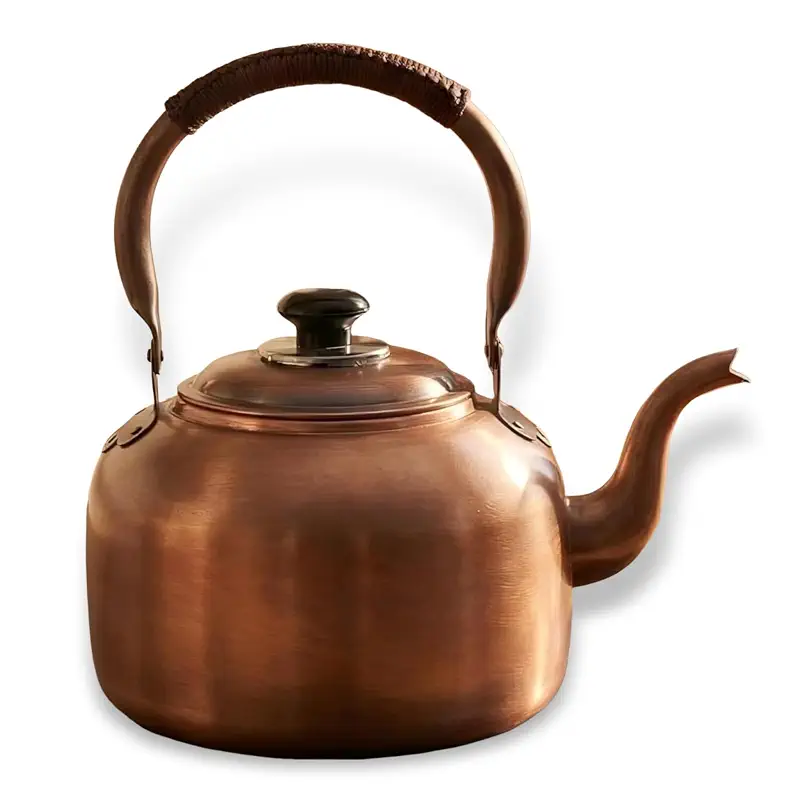 Copper Whistling Tea Kettle, Large Capacity with Cool-Touch Rope Handle,thicker Solid Copper Pot for Induction, Gas, Electric Stovetops, Fast Boiling Vintage Tea Maker (Bronze, 3.2 QT) | with Cool-Touch Rope Handle,thicker Copper Pot for Induction, Gas, Electric Stovetops, Fast Boiling Vintage Tea Maker，Bronze