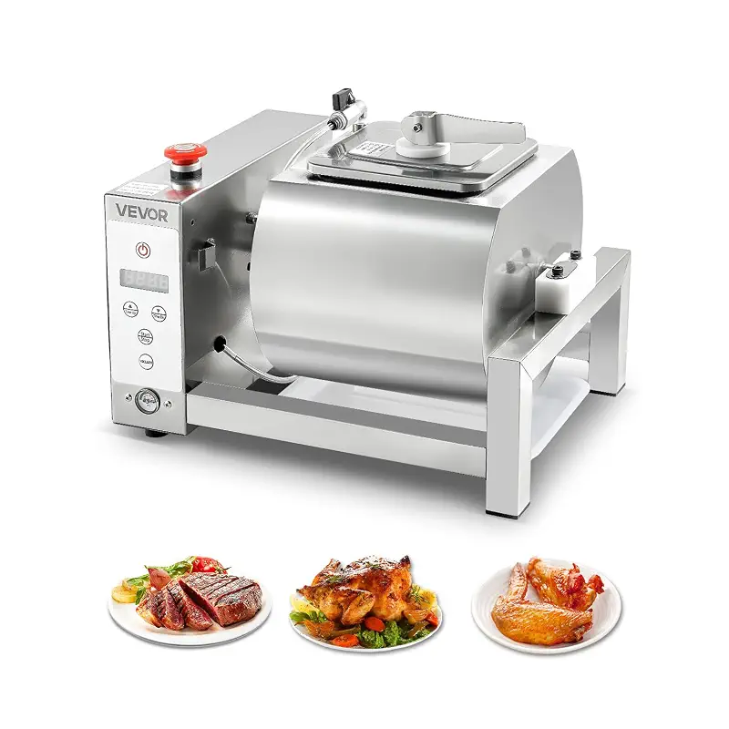 VEVOR Meat Tumbler Marinator, 10L Vacuum Tumbler Marinating Machine with Automatic Bidirectional Rotation, Stainless Steel Vacuum Curing Machine for Chicken Steak Pork, Home & Commercial Use