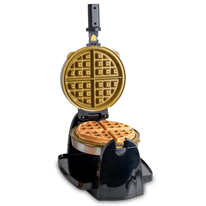 KRUPS Waffle Maker, Rotating Belgian Waffle Maker, 180° Flip Waffle Iron, Ceramic Non-Stick Plate, 3 Browning Control Levels, Foldable Cool Touch Handle, Removable Drip Tray, Stainless Steel