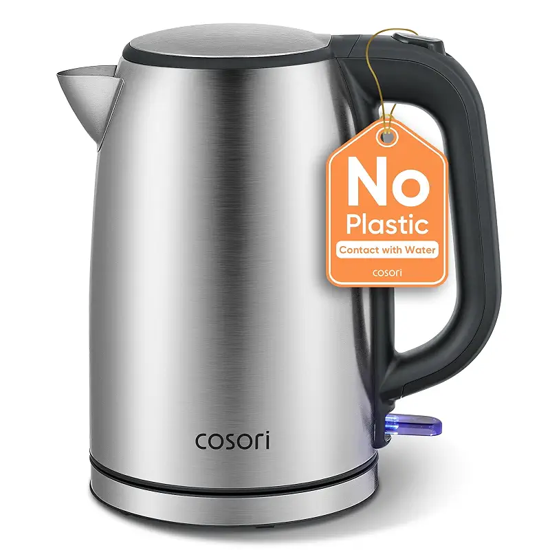 Cosori Stainless Steel Electric Kettle, No Plastic Contact with Water, 1.7L | Easy to Clean, Auto Shut-Off, Boil-Dry Protection, Tea Kettle, Hot Water Boiler, 1500W