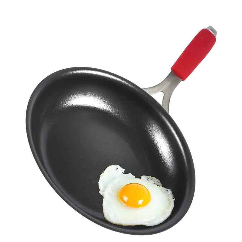 10 Inch Nonstick Frying Pan, Tri-Ply Clad Stainless Steel Skillet with Reinforced Coating, Detachable Handle with Sleeve, Dishwasher & Oven Safe, Induction Compatible, PFOA-Free Fajita Pans