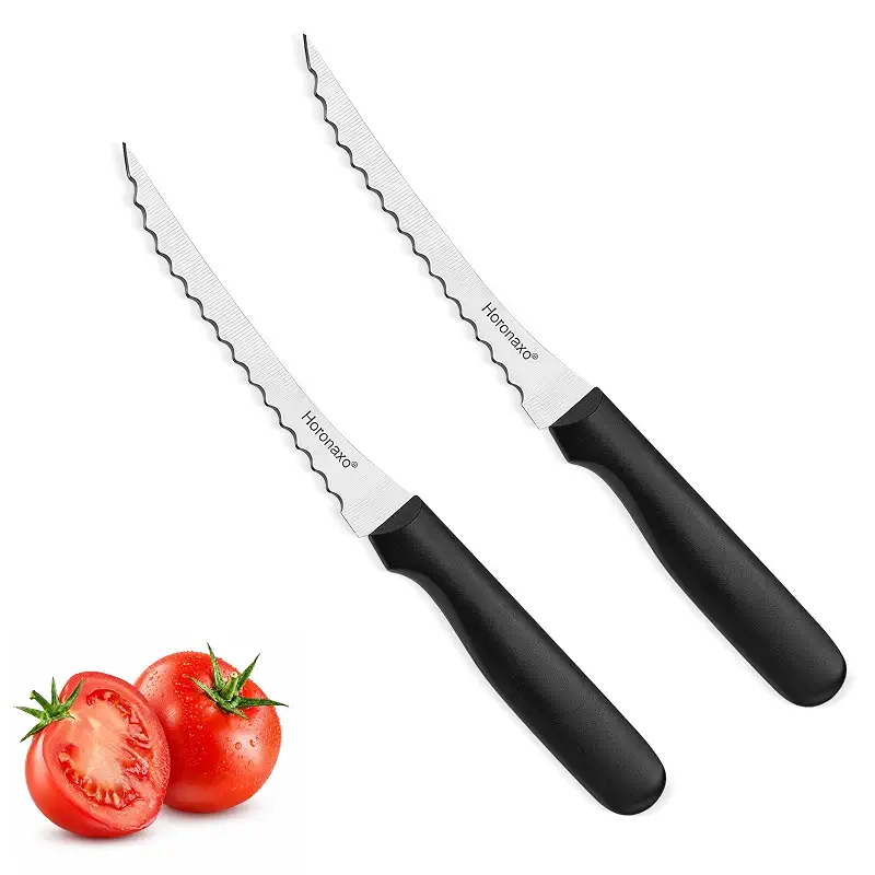 Tomato Slicer, Tomato Knives 2-Piece Serrated Tomato Knife | 6 inch Blade High Carbon Stainless Steel, Ergonomic Handle for Fruits and Vegetables