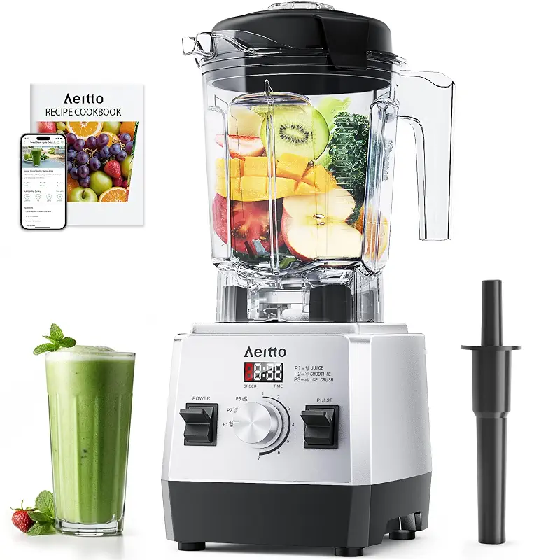 Aeitto Blenders for Kitchen with 68Oz. Large Capacity, 1800W Max Power Smoothie Blender, 3 Preset Programs & 7 Speeds, Professional Countertop Blender for Smoothies, Ice Crush, Silver