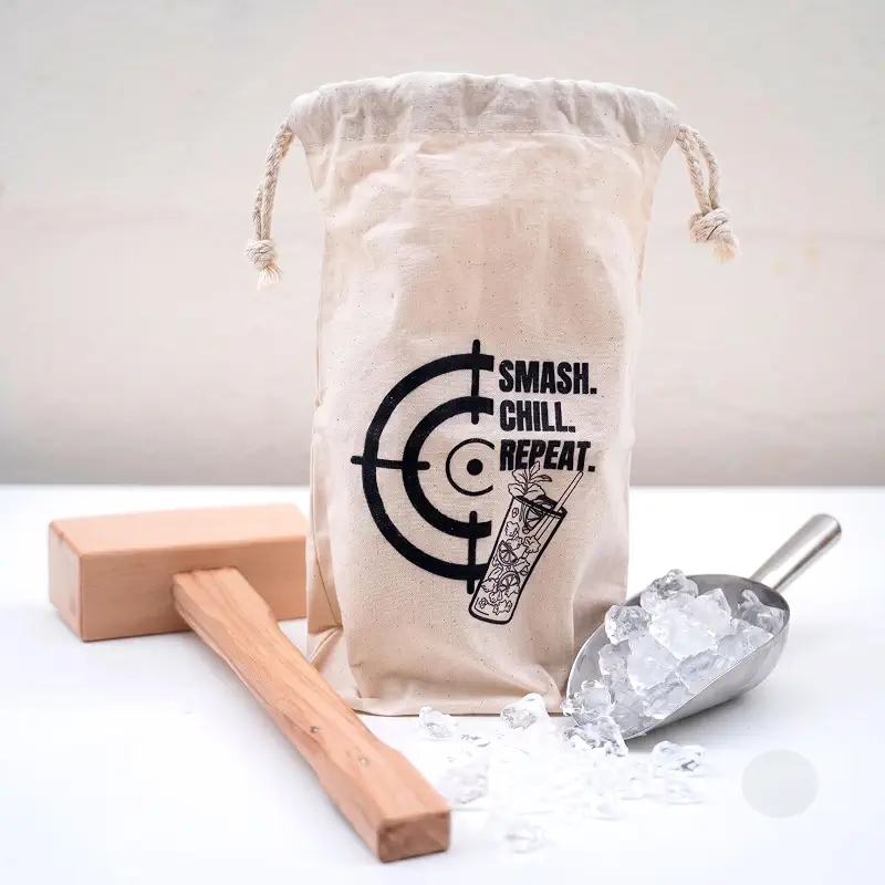 Manual Ice Crusher for Home Use – Lewis Bag and Mallet Set with Wood Ice Mallet, Ice Crushing Bag & Stainless Steel Spoon – Perfect for Crushed Ice Cocktails, Whiskey & Bar Drinks