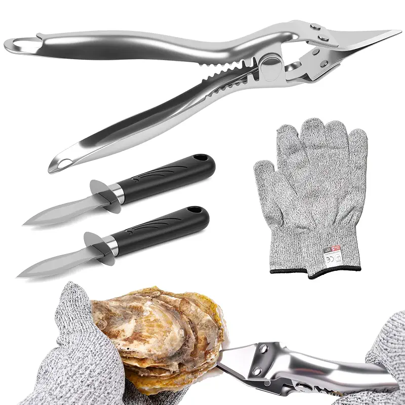 Oyster Shucker Machine,New Stainless Steel Handheld Oyster Shucking Kit | No assembly required, space-saving, dishwasher-safe, preserves oyster juices, and less likely to leave shell fragments