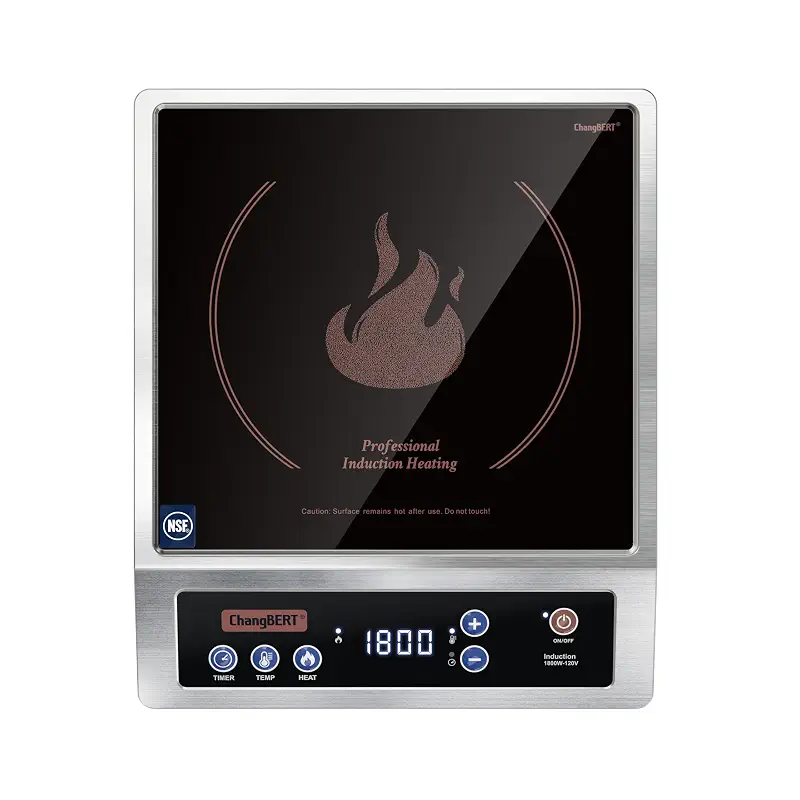 ChangBERT Professional Induction Cooktop, NSF Certified Countertop Burner, Large Coil for Even Heating, Precise Temperature Control, 10 Hours Timer, 1800W Powerful Hot Plate for Home & Commercial Use
