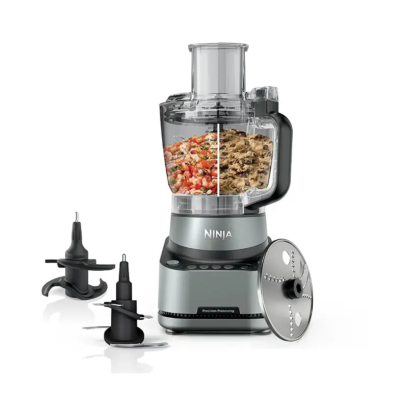 Ninja PrecisionPro Food Processor & Dough Mixer, 1000PW, 9-Cup, BZ601 | Auto-iQ presets for chopping, slicing/shredding, pureeing & dough. 9-cup bowl. BPA-free, dishwasher-safe parts.