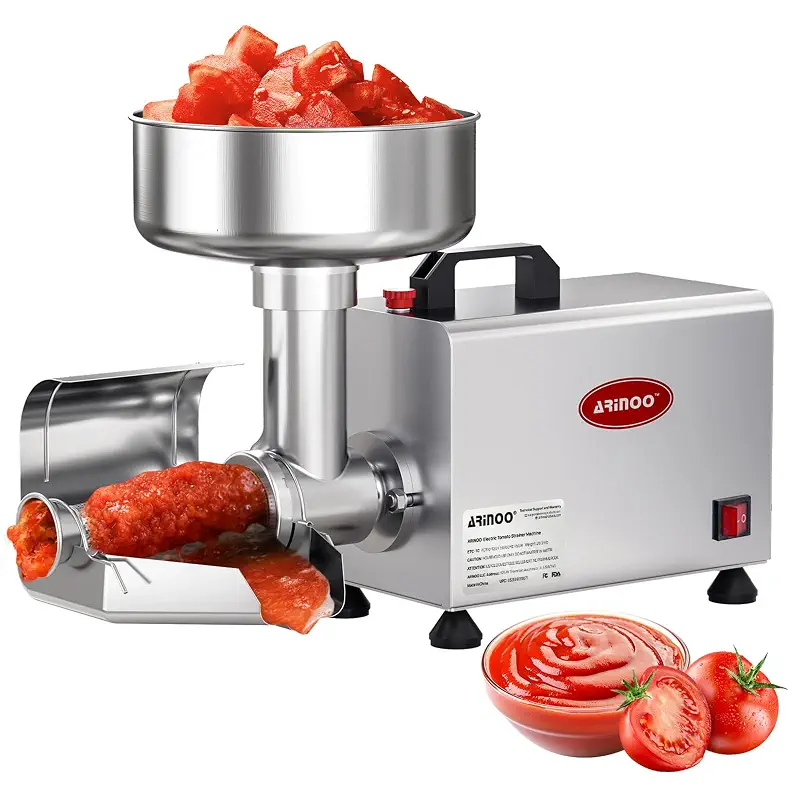 Electric Tomato Strainer, 450W Tomato Juicer Maker Machine | Commercial Stainless Steel Tomato Press & Sauce Maker with Pure Copper Motor for Blueberry Strawberry Jam, 200-350 lbs/h 110V