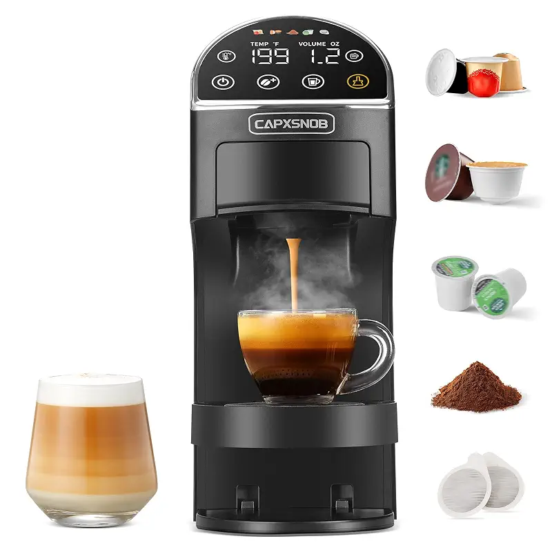 Magician2 Mini 5-in-1 Coffee Maker & Machine for Pods & Grounds, LED Touch | Fits K Cup/Nespresso/Dolce Gusto & ESE Pods,Touchscreen & Pre-infusion,Adjustable Temp/Volume,For Kitchen/Office/Dorm,20Bar