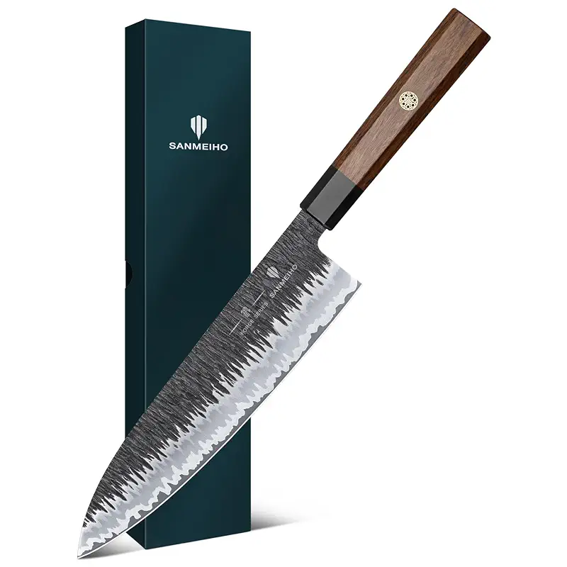 8 Inch Japanese Chef Knife, Hand Forged Gyuto Knife 9 Layers | High Carbon 10CR15MOV Steel Kitchen Knife Ultra Sharp Professional Japanese Sashimi Knife with Ergonomic Rosewood Handle