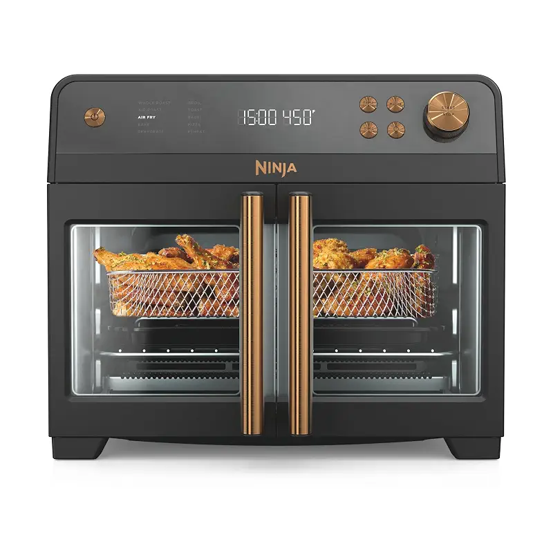 Ninja French Door Premier Air Fry Oven, 10-in-1, Black, FO101BK | 450F cyclonic air, PFAS-free surface, Air fry, sear crisp, bake, broil, toast, dehydrate