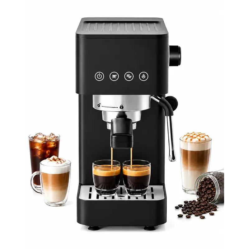 AAOBOSI Compact Espresso Machine, 20 Bar, Milk Frother, Latte & Cappuccino | Compact Design, 30s Heat-Up, PID Temp Control, Single, Double & Custom Shots, Easy Milk Frothing, 50oz Tank, 51mm Portafilter