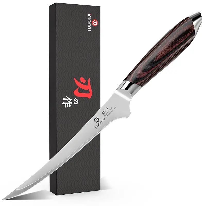 imarku 8 Inch Fillet Knife, Japanese High Carbon Stainless Steel | Razor Sharp Boning Knife, Professional Filet Knife for Precision Meat Deboning Fish Fillting, Ergonomic Pakkawood Handle
