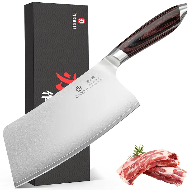 imarku 7.5" Cleaver Knife, Japanese High Carbon Steel, Pakkawood Handle | Stainless Steel Chopping & Meat Cleaver with Non-Slip Handle, Ideal for Home Kitchen & Restaurant, Gift for Men & Women