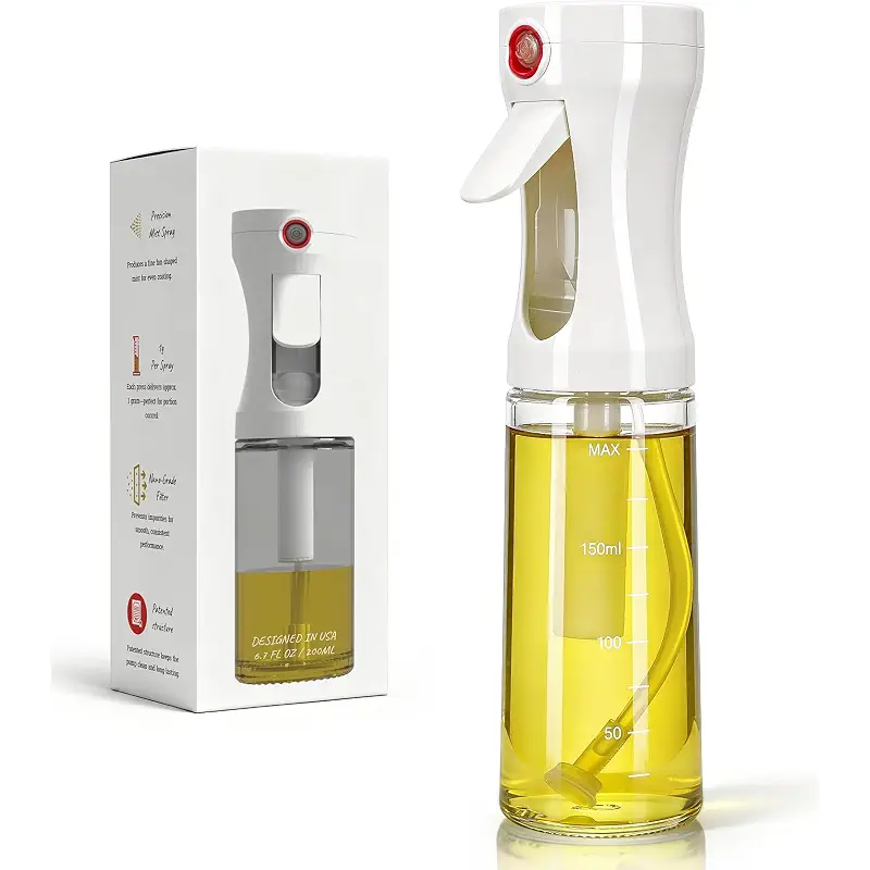 Oil Sprayer for Cooking, Olive Oil Sprayer, Approx. 1g Per Press (1) | Patented Spray Structure, Glass Bottle, Wide Fan Mist, Built-in Filter for Air Fryer, Salad, BBQ and Baking