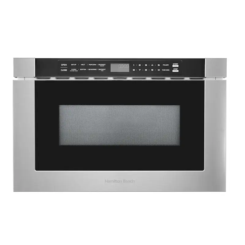 HAMILTON BEACH 23.5 Inch Built-In Drawer Microwave Oven, 1.1 Cu. Ft., Touchscreen Control, Stainless Steel, Flat-Bed Design, Electric Drawer Open