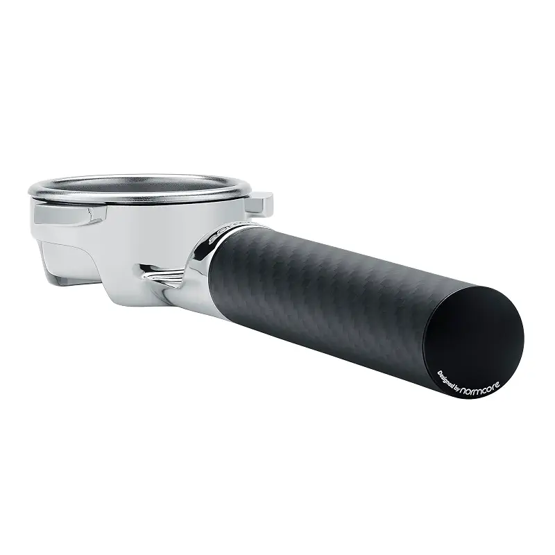 Normcore 54mm Lay-Flat Bottomless Portafilter for Breville Sage | 180° Lay-Flat Design, Carbon Fiber Handle, Bottomless Extraction View, Open-Sided Head, Fits Breville/Sage 54mm