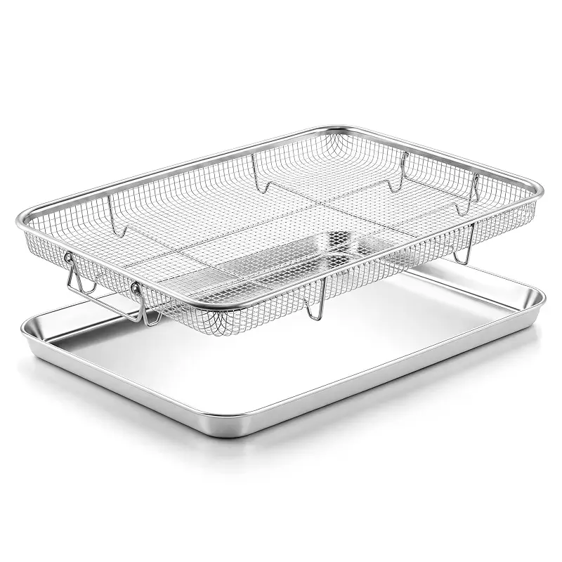 E-far Air Fryer Basket for Oven, Large Air Fryer Basket & Tray, 18’’ x 13’’ | Stainless Steel Crisper Tray & Baking Pan, for Oven Cooking Broiling Grilling, Heavy Duty & Dishwasher Safe
