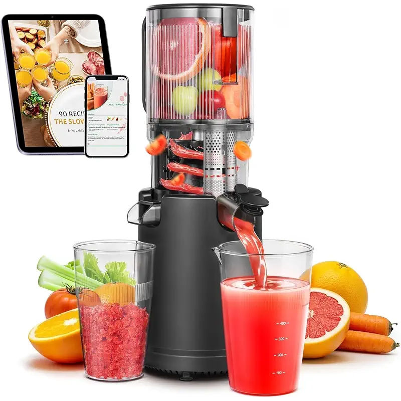 AAOBOSI Cold Press Juicer, 5.4-Inch Chute for Whole Fruits/Veggies | Quiet slow-masticating motor, easy-clean parts and high juice yield for fresh morning juice, family breakfasts and meal prep