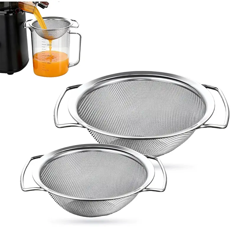 Juice Strainer for Nama J2, 304 Stainless Fine Mesh Strainer for Juicing | Two Sizes (4.9in/6.3in), Multi-scene Use,Juice Strainer After Juicing, Dual Handles ,Easy Clean