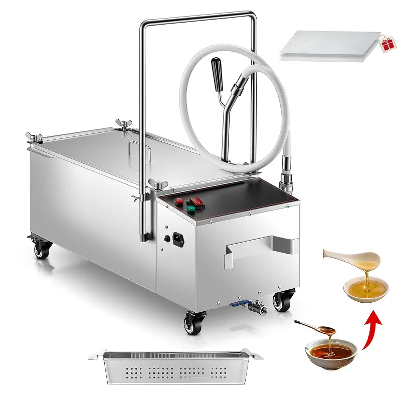 Mobile Commercial Fryer Oil Filter Machine for Fast Food & Restaurants, 55L/14.5GAL Stainless Steel Deep Fryer Filter Cart with Wheels, Filters Oil at 8.45GAL/Min – Save Oil Cost & Labor Time