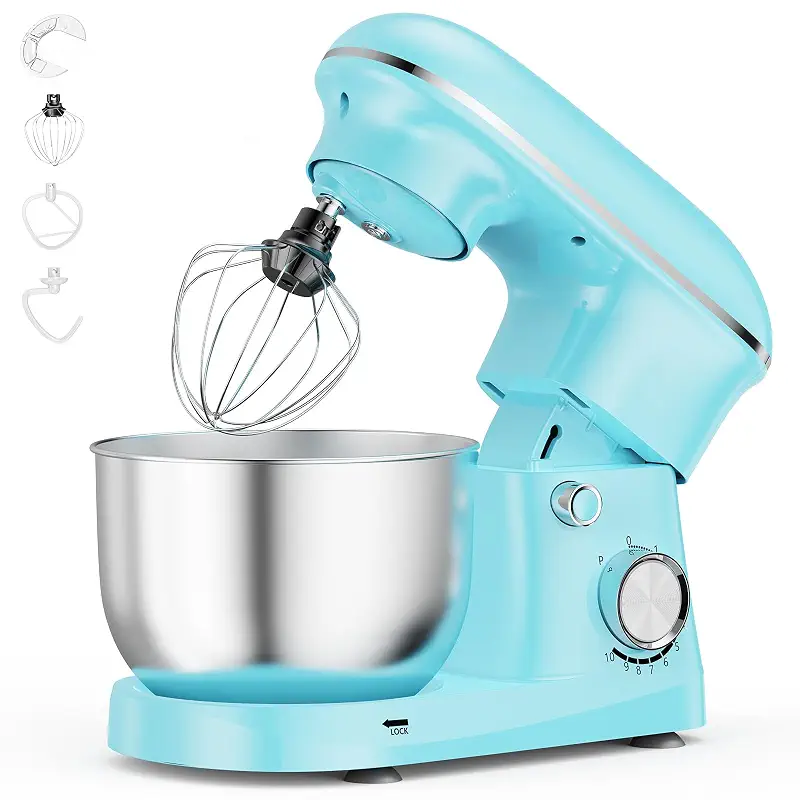 OLIXIS 4.2 Qt Stand Mixer, 10-Speed Tilt-Head Electric Mixer for Baking | Include Dough Hook, Whisk, Flat Beater & Splash Lid, 10 Speeds Handle Cakes, Cookies & Bread Dough, Compact, Easy-Clean Bowl