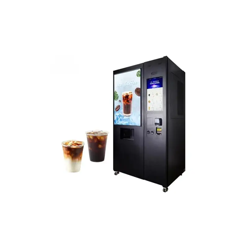 Automatic Coffee Vending Machine, Multi-Function Freshly Ground Coffee, Milk Tea and Hot Chocolate Dispenser, Multi-Payment Commercial Self-Service Beverage Machine for Office, Lounge