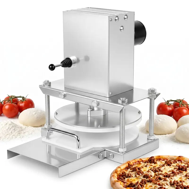 Electric Pizza Dough Press Machine 8.6 Inch, Stainless Steel Commercial Pizza Dough Press Machine, Automatic Forming Processor for Home Kitchen, Bakery & Commercial Restaurant Use