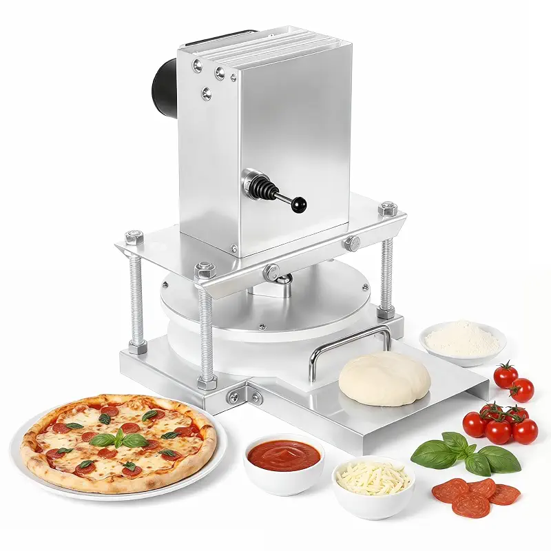 8.6" Electric Pizza Dough Press Machine, Stainless Steel Commercial Dough Press, Dough Sheeter for Pizza Bread Pastry Making, Ideal for Bakery Restaurant & Household