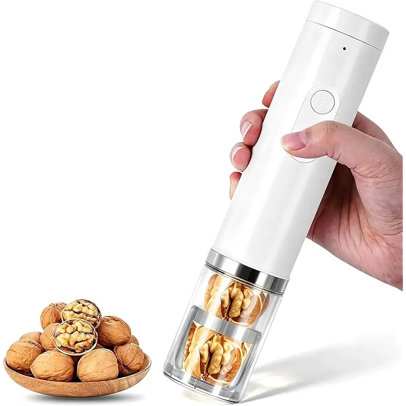 Electric Nut Cracker Sheller Machine,Heavy Duty Automatic Almond Sheller, Automatic Pecan Cracker, Portable Walnut Almond Cracker, 40 50kg Strength, Removable Washable(White)