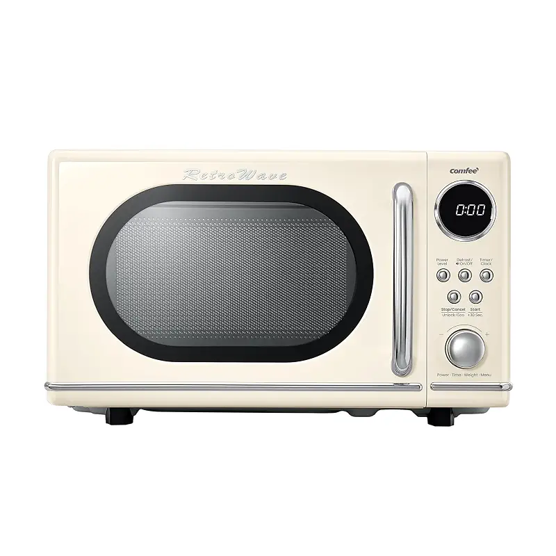 COMFEE' Retro Countertop Microwave Oven, 0.7 Cu.Ft.,700W, Apricot | 11 Power Levels, 6 Presets, Child Lock, Mute, for Apartment, Dorm, Office