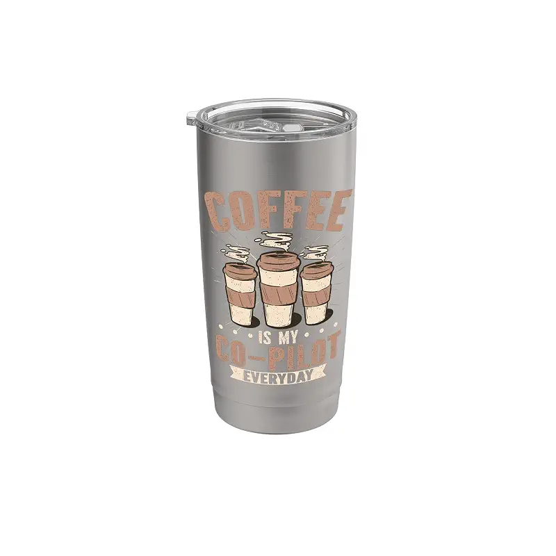 Coffee My Co Pilot Everyday Caffeine Humor Stainless Steel Insulated Tumbler