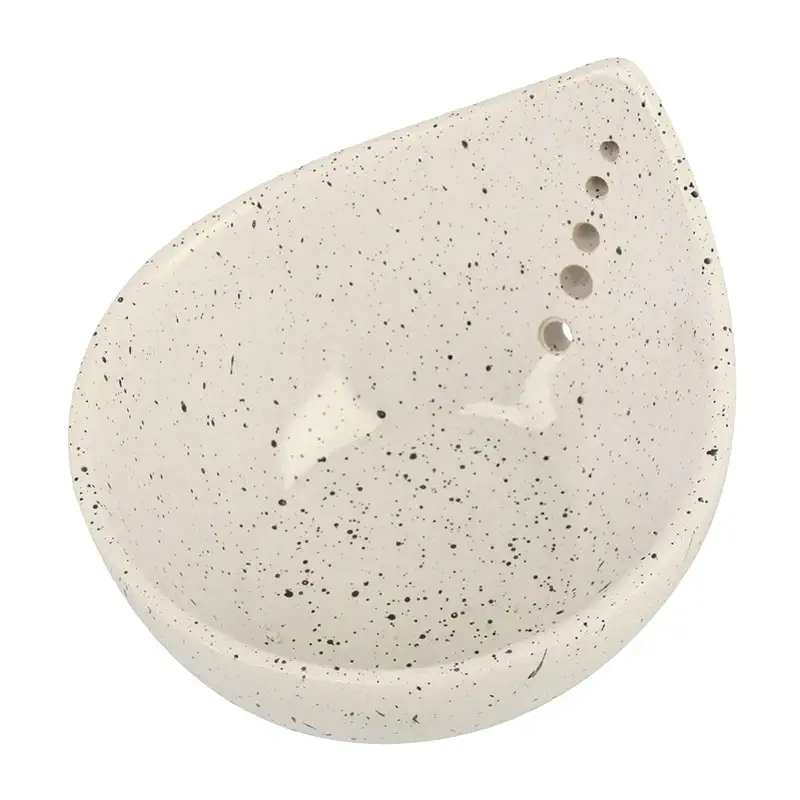 Herb Stripper Bowl, Resin Kitchen Herb Leaf Stripping Tool, 5‑Hole Speckled Bowl for Thyme, Basil, Rosemary, Parsley, Oregano, Cilantro, Kale, Collects Stripped Herb Leaves, Dishwasher Safe，White