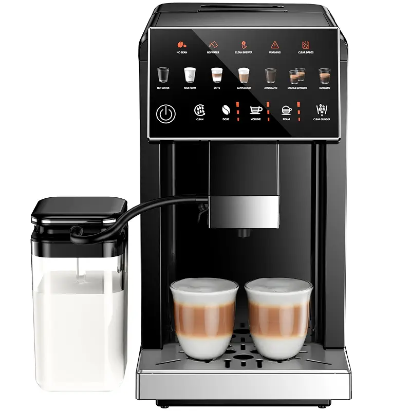 Automatic Espresso Machine, 20 Bar Coffee Maker with Grinder Built in Milk Frother, 15-Grind Settings Fully Automatic Espresso Machine with Touch Screen, Auto Self-Cleaning for Cappuccino & Latte | 20 Bar Coffee Maker, 15 Grind Settings, Touch Screen, Auto Self-Cleaning for Personalized Cappuccino and Latte