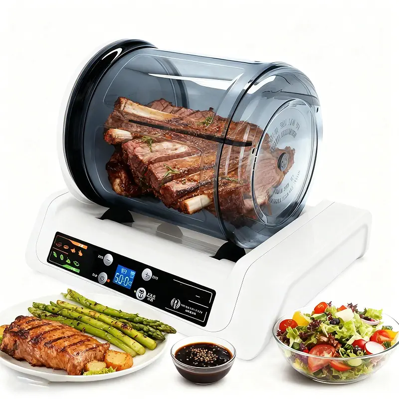 Commercial Vacuum Tumbler Marinator | 5l Meat Tumbler Marinator with 0-10h Timer & 15-Minute Fast Marination | Touch Control for Chicken, Beef, Pork, Bacon, Vegetables