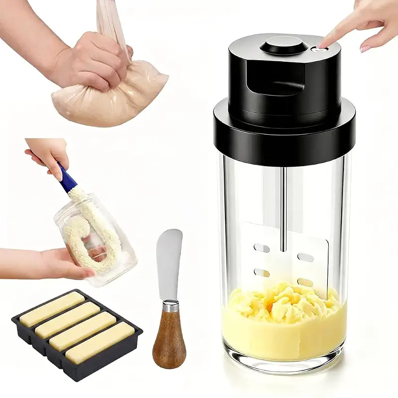 Electric Butter Churner 61oz capacity. Brushless motor, butter ready in 10~20 mins. Splash-proof design, Scheduled work Easy clean, no hand-cranking.