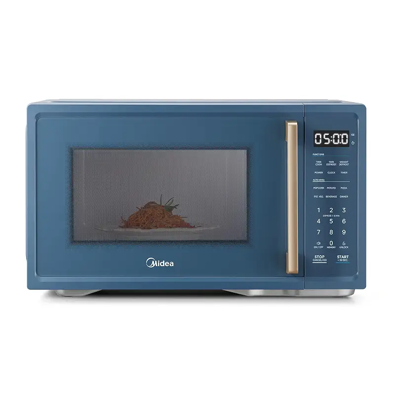 Midea Retro Countertop Microwave, 1.1 Cu. Ft, 1000W, 6 Presets, Navy Blue | 11 Power Levels, Child Safety Lock, Easy to Clean
