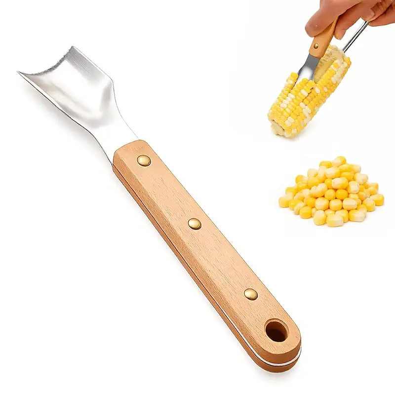 Corn Peeler for Corn on The Cob, Corn Cob Stripper Tool (1PCS) | Stainless Steel Corn Cob Stripper Remover with Wooden Handle, Easy Clean Quick Corn Scraper Kitchen Gadget